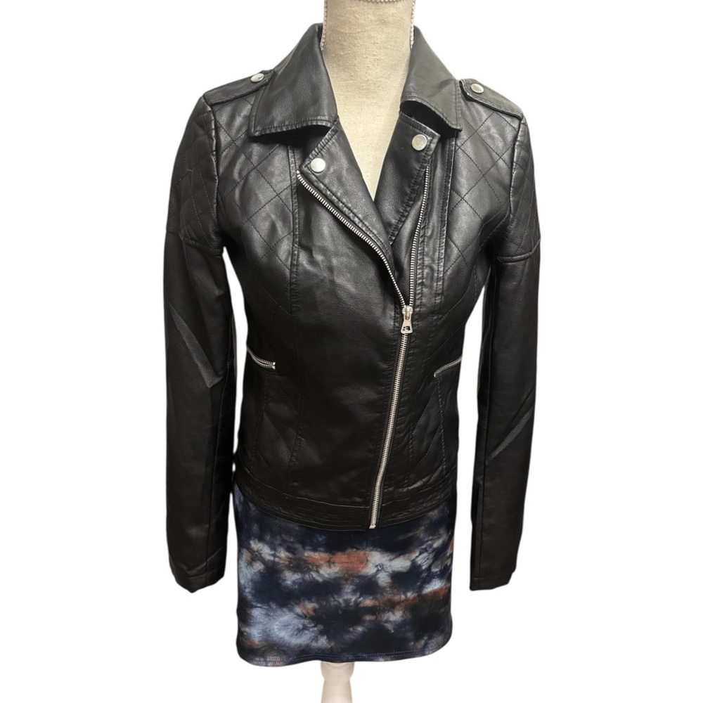 Women's Black Leather Biker Jacket